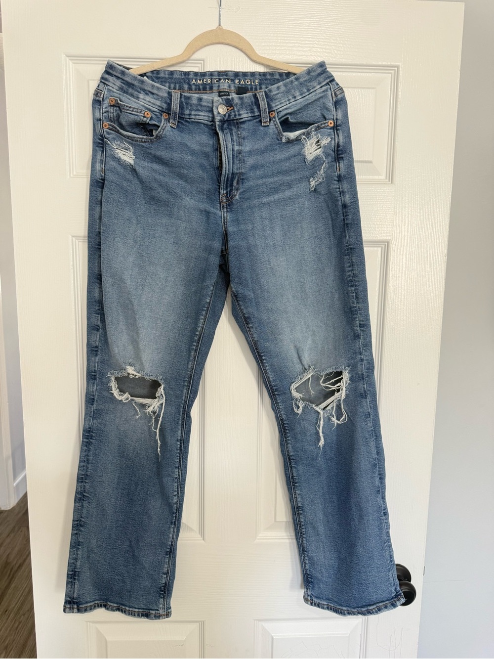 American Eagle Outfitters Distressed Light Blue Boyfriend Jeans